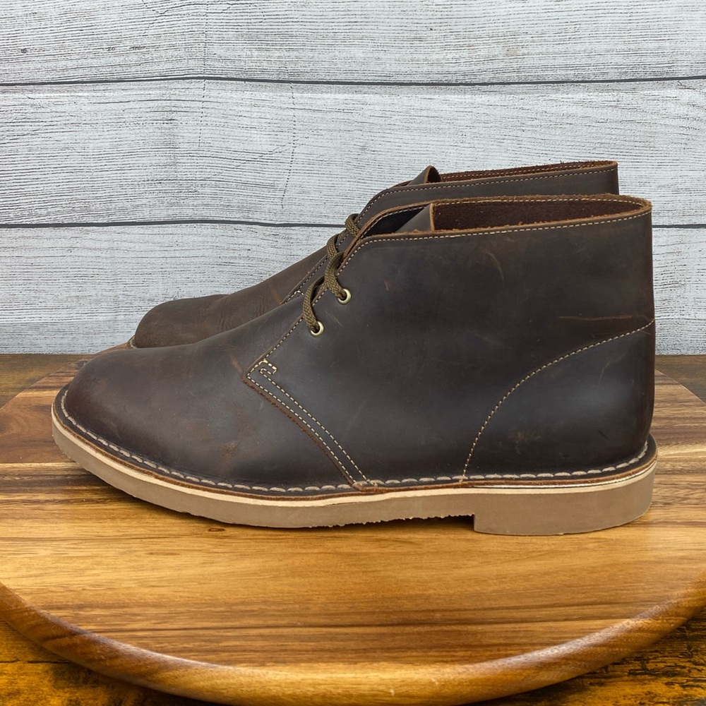 Clarks Shepton Chukka Boots Beeswax Dark Brown Leather Men’s Shoe Size 12 M